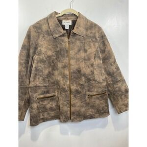 Vtg Linea Leather Jacket Full‎ Zip Pockets Distressed Military Aviator Brown 1X